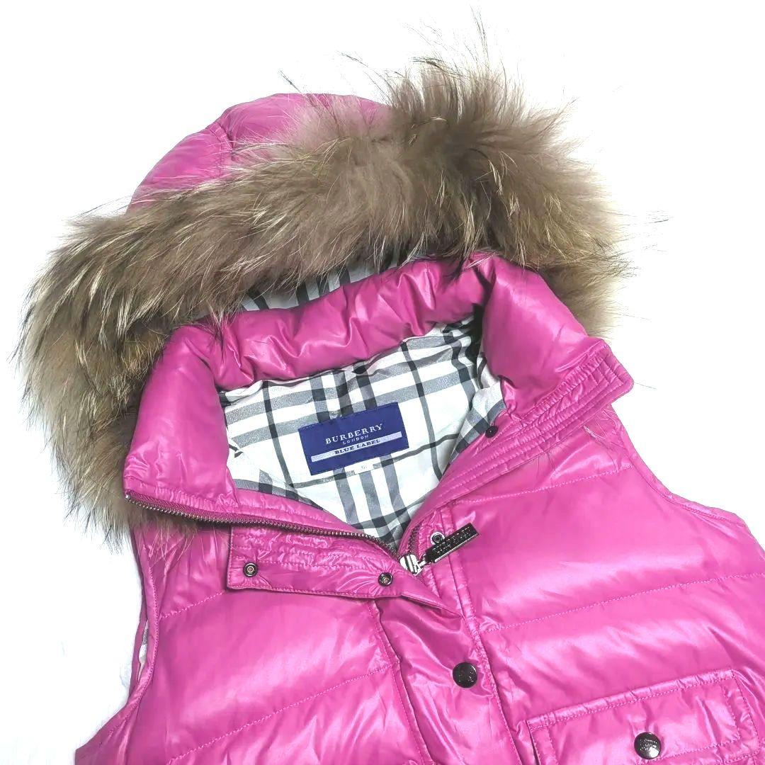 最終★美品♡バーバリーブルーレーベル♡ノバチェック♡水鳥天然羽毛♡ダウンベスト