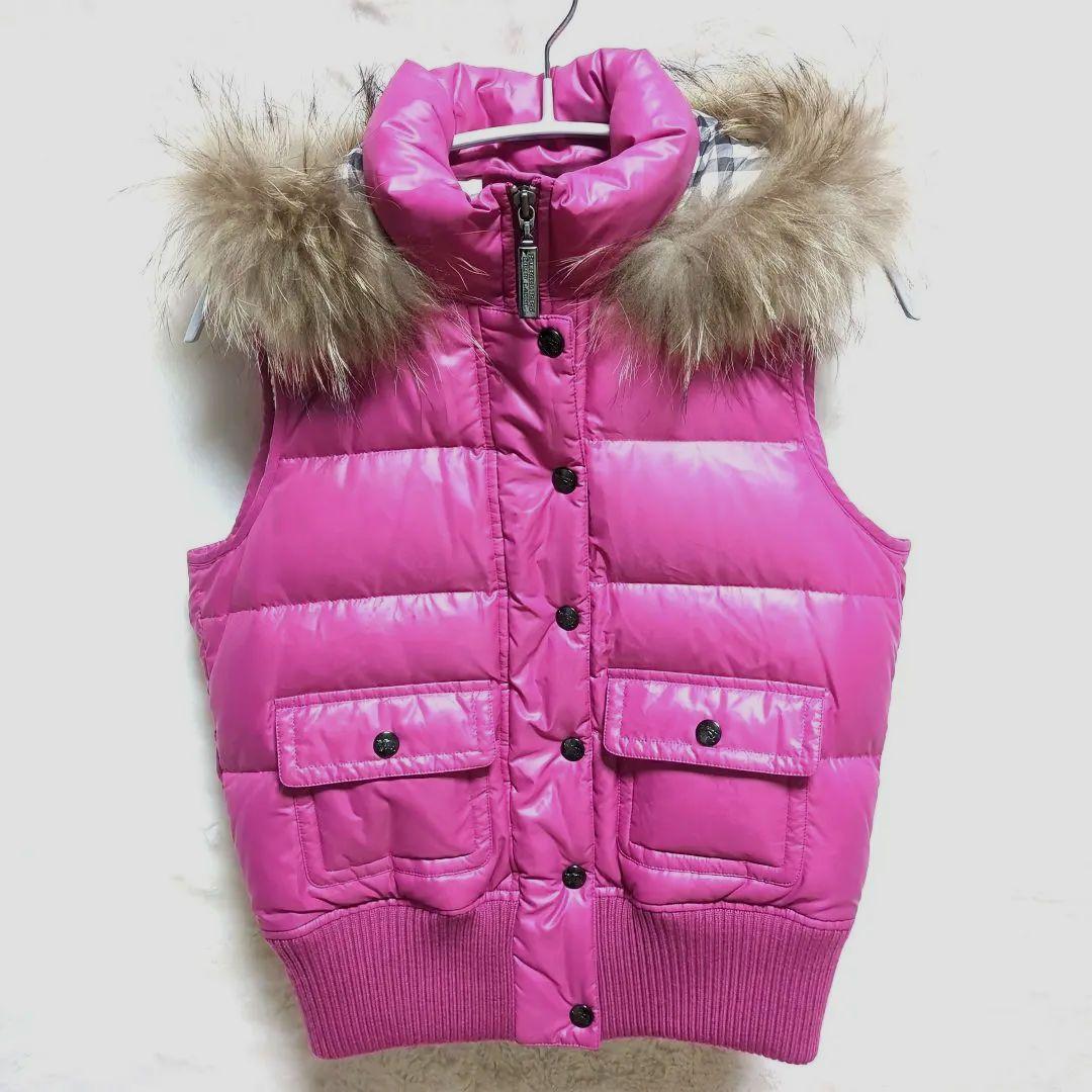 最終★美品♡バーバリーブルーレーベル♡ノバチェック♡水鳥天然羽毛♡ダウンベスト