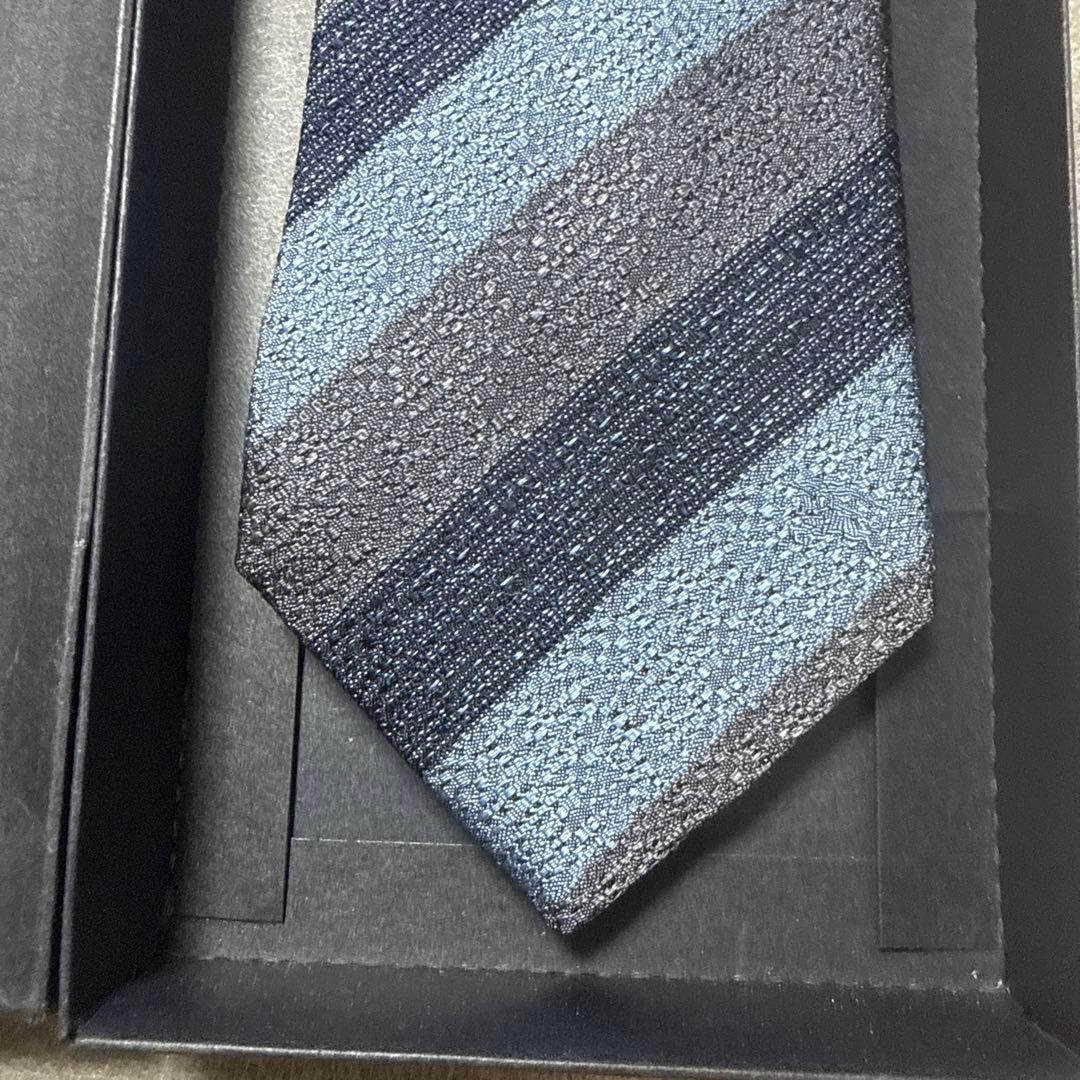 バーバリーロンドン　ネクタイ　紺　ホース騎士　ストライプ