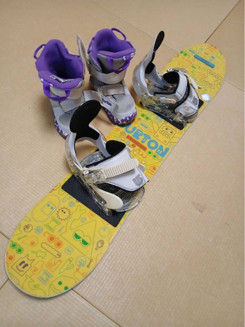 Burton スノーボードセットキッズ イエロー/パープル　100センチ