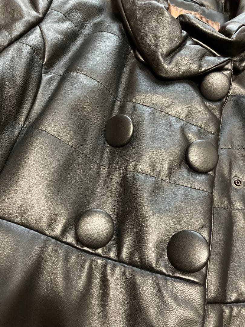 バルマン　ラムレザーロングコート　ダブル