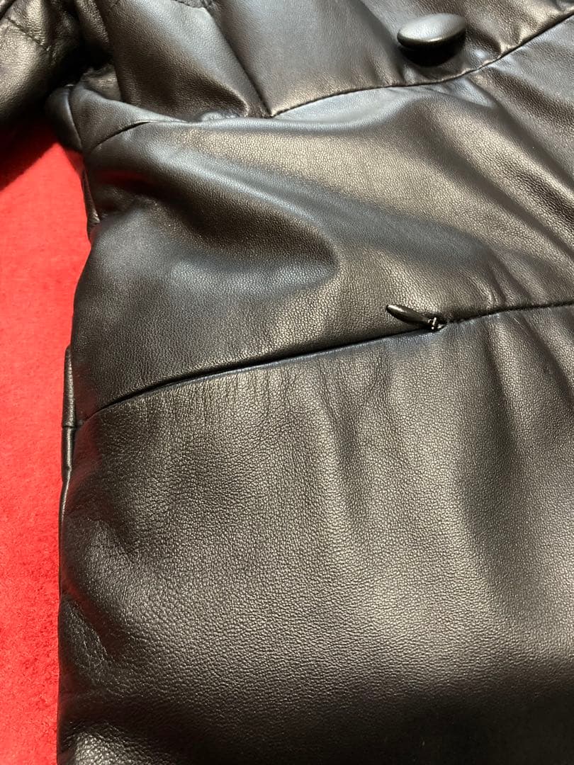 バルマン　ラムレザーロングコート　ダブル