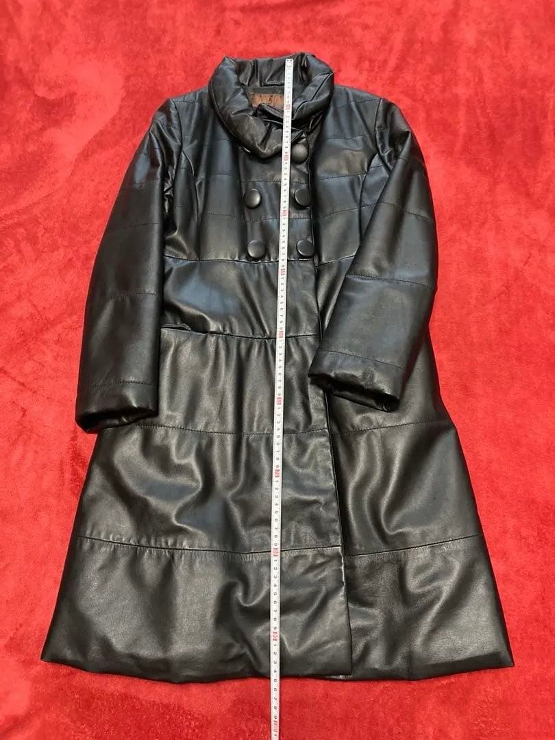 バルマン　ラムレザーロングコート　ダブル