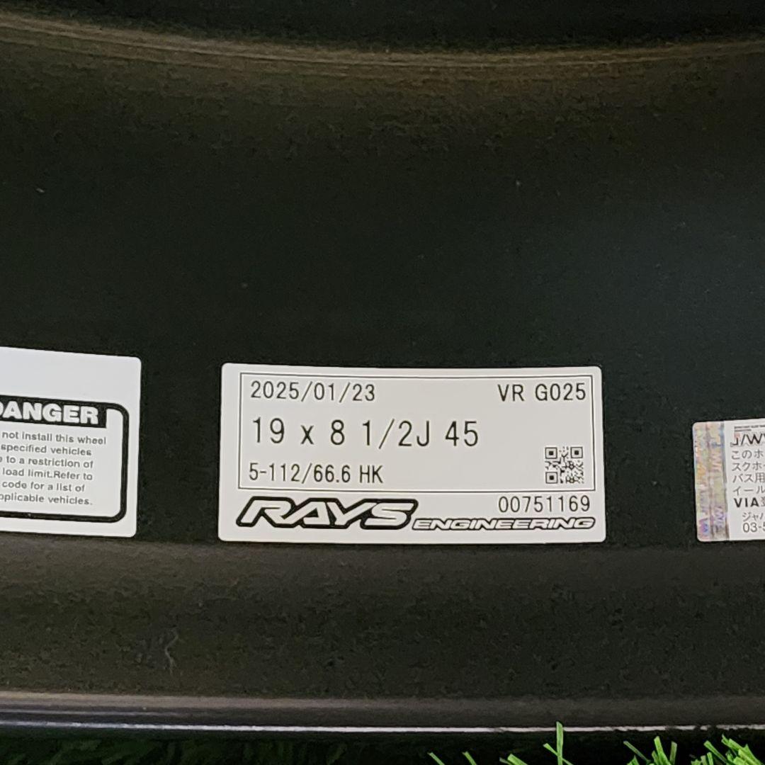 レイズ ボルクレーシング G025 シャイニングブラック 19×8.5J 4本