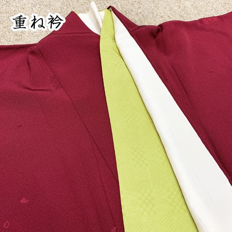 507z38☆山本寛斎 色無地振袖 比翼 嘘つき袖 重ね衿☆美品