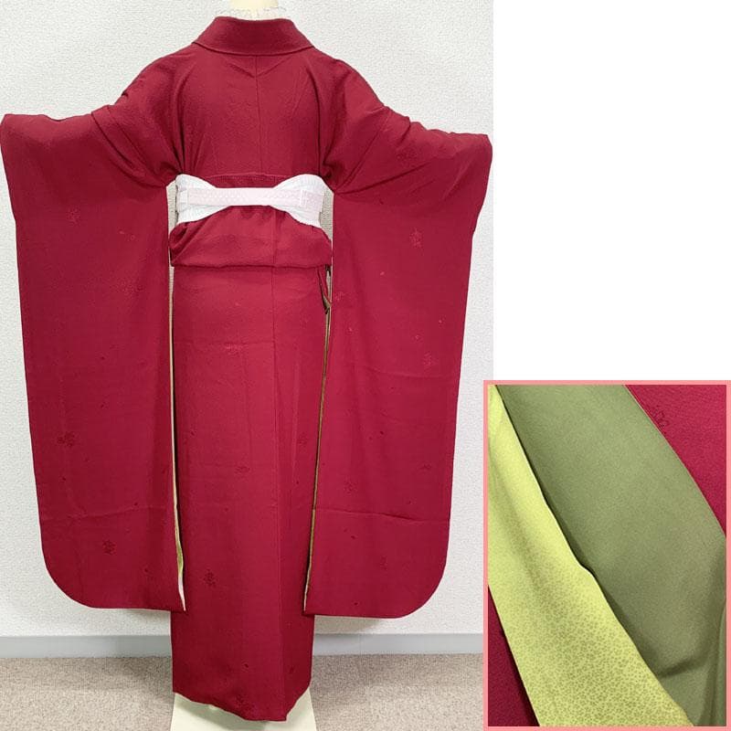 507z38☆山本寛斎 色無地振袖 比翼 嘘つき袖 重ね衿☆美品