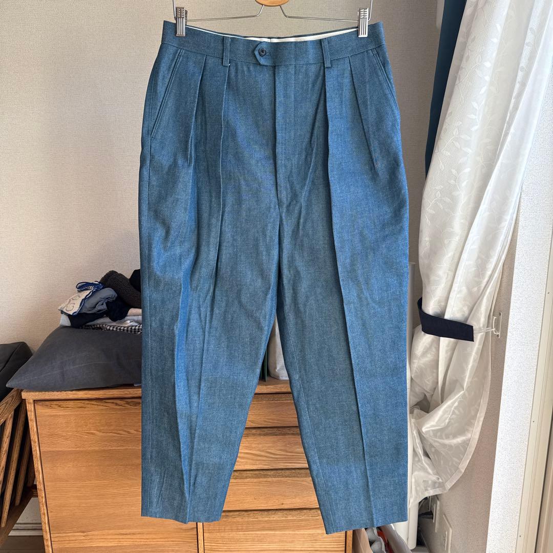 パンツ INTERIM DENIM 2-TUCK WIDE TAPERED SLACKS