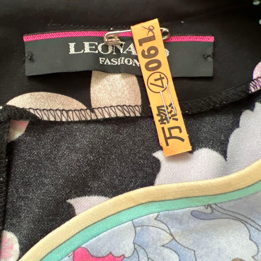 LEONARD　レオナール　花柄　チュニックブラウス　カンカン　ストレッチ　42
