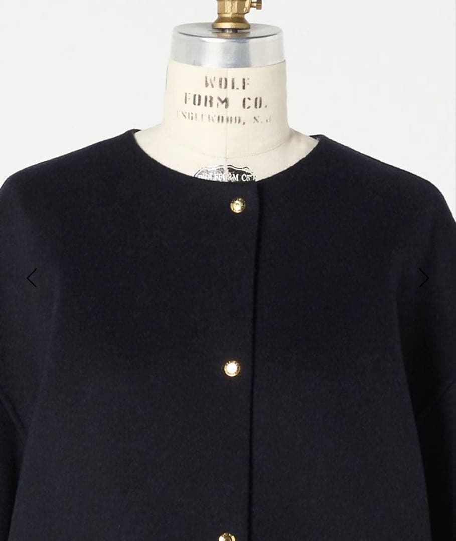 裏地チェック 今季 Drawer ビーバーケヌキノーカラージャケット コート36