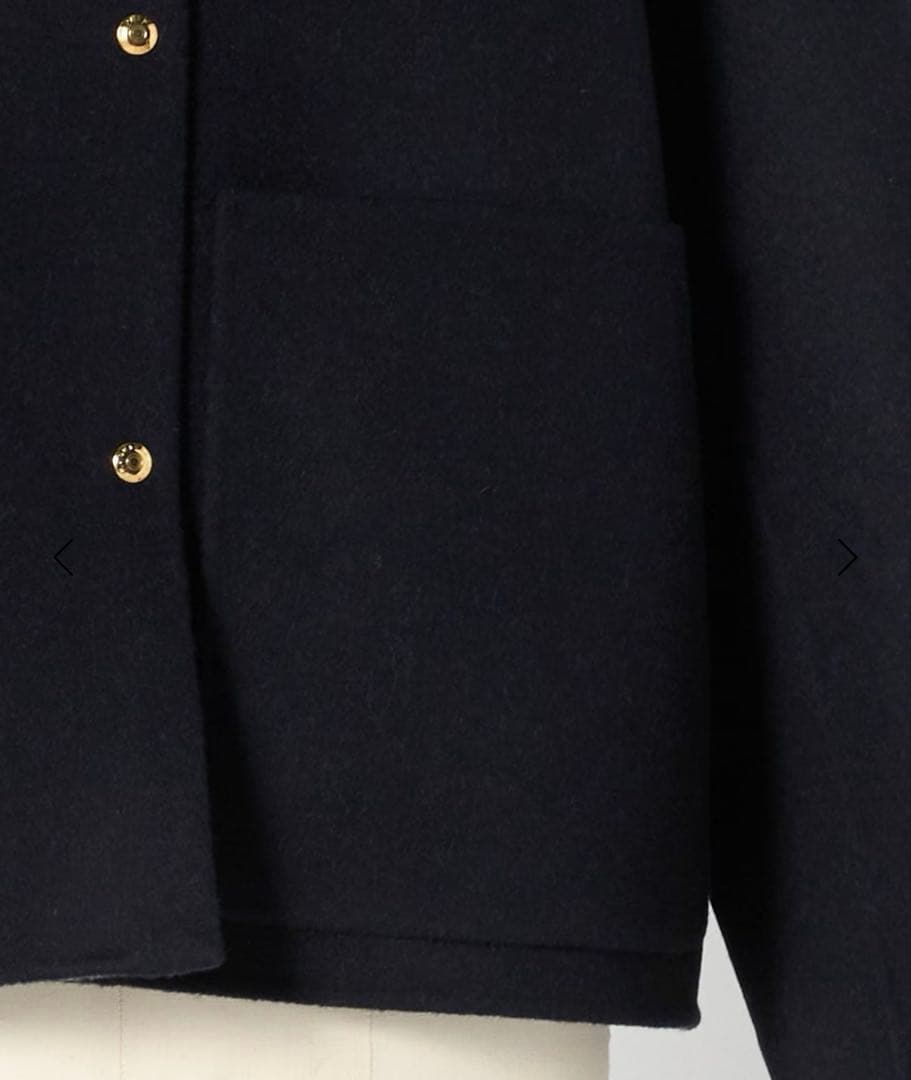 裏地チェック 今季 Drawer ビーバーケヌキノーカラージャケット コート36