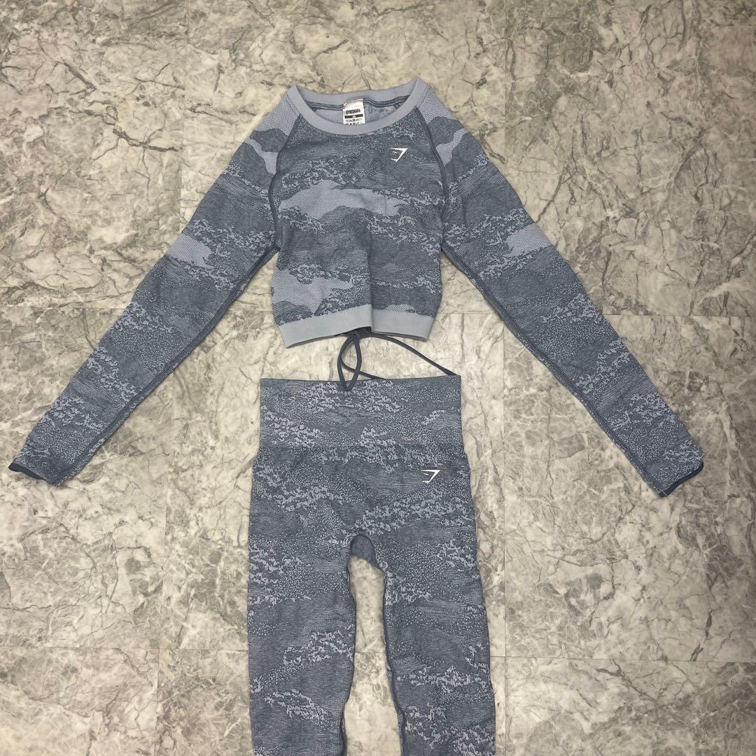  迷彩 クロップトップ レギンスセット XS