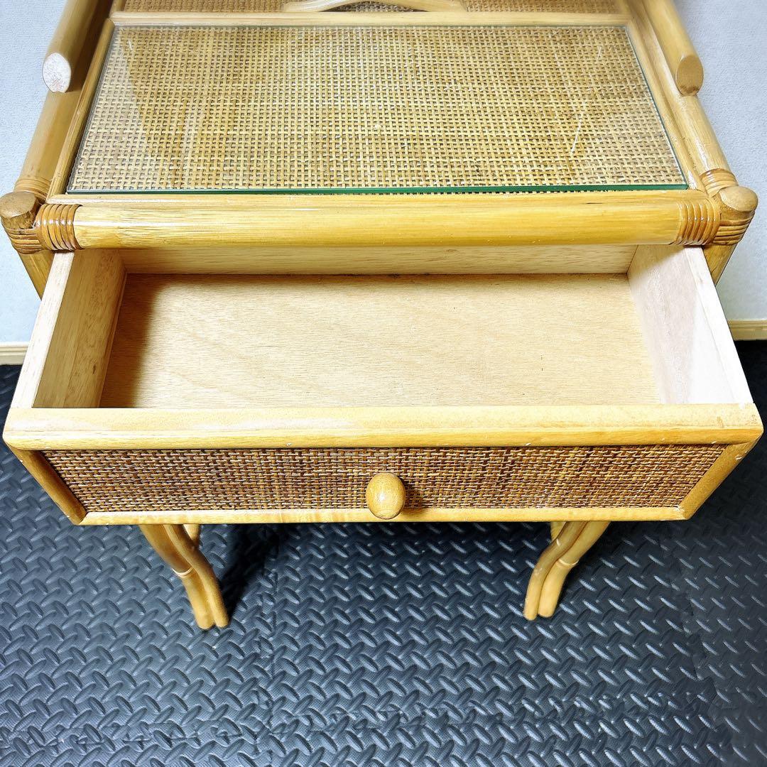 【良品】レトロ　ヴィンテージ　ラタンドレッサー　スツール　鏡台　化粧台　家具