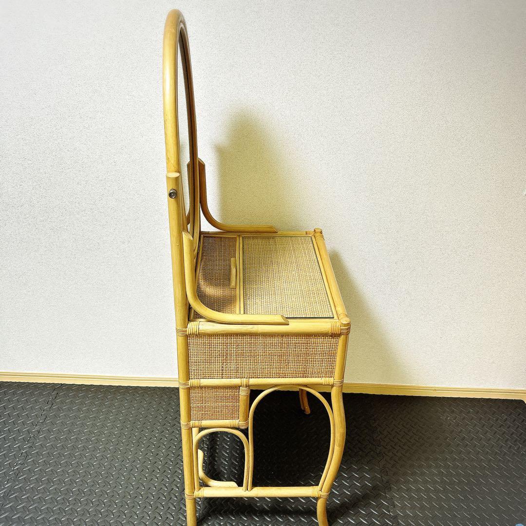 【良品】レトロ　ヴィンテージ　ラタンドレッサー　スツール　鏡台　化粧台　家具