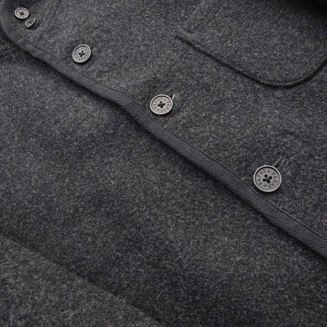 Papasパパス＋アンゴラ&カシミヤ混ウールジャケットダブルフェィス灰×チェック