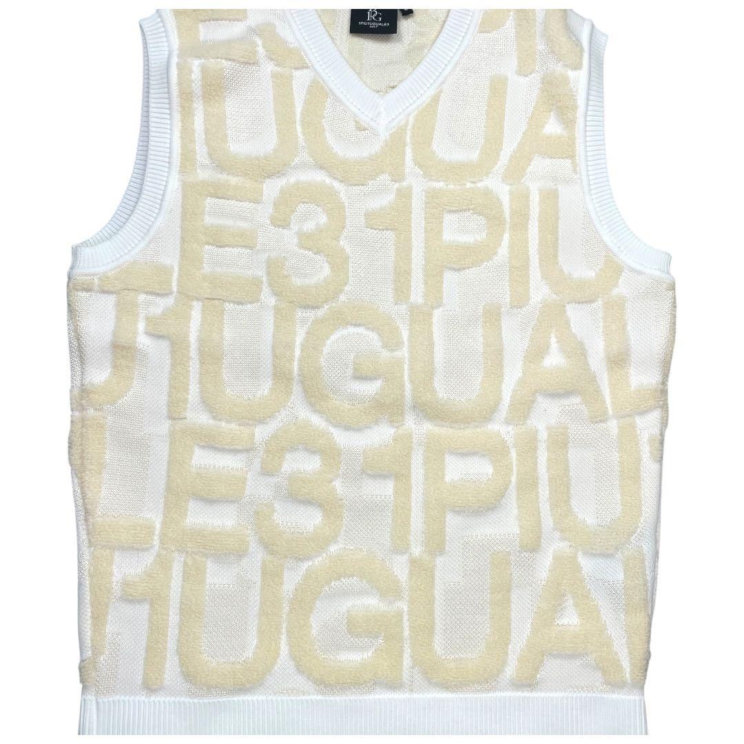 美品1PIU1UGUALE3GOLF ニットベスト ホワイト サイズ3（S相当）