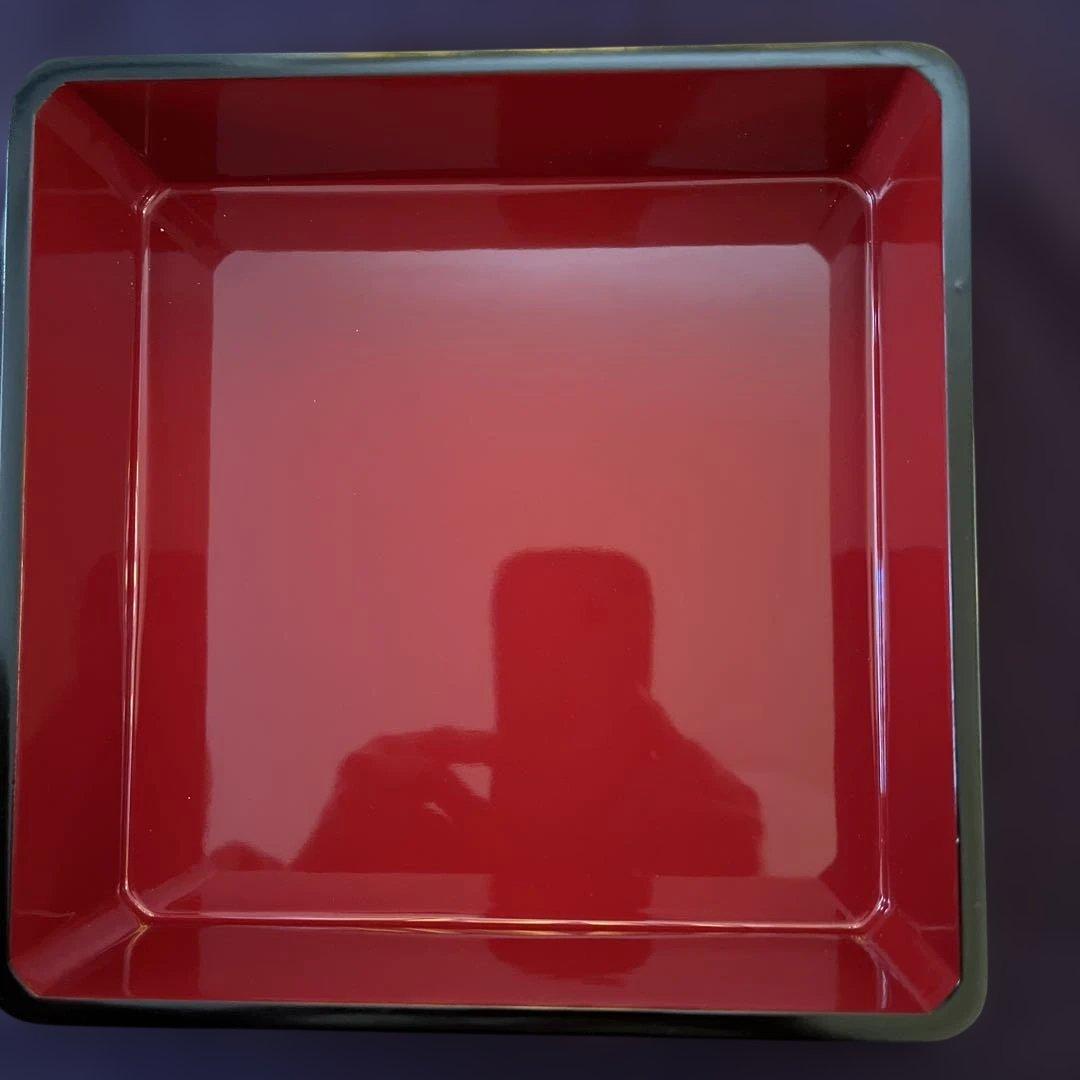 【新品未使用】 木製　漆器　重箱3段　松　鶴　金色　螺鈿