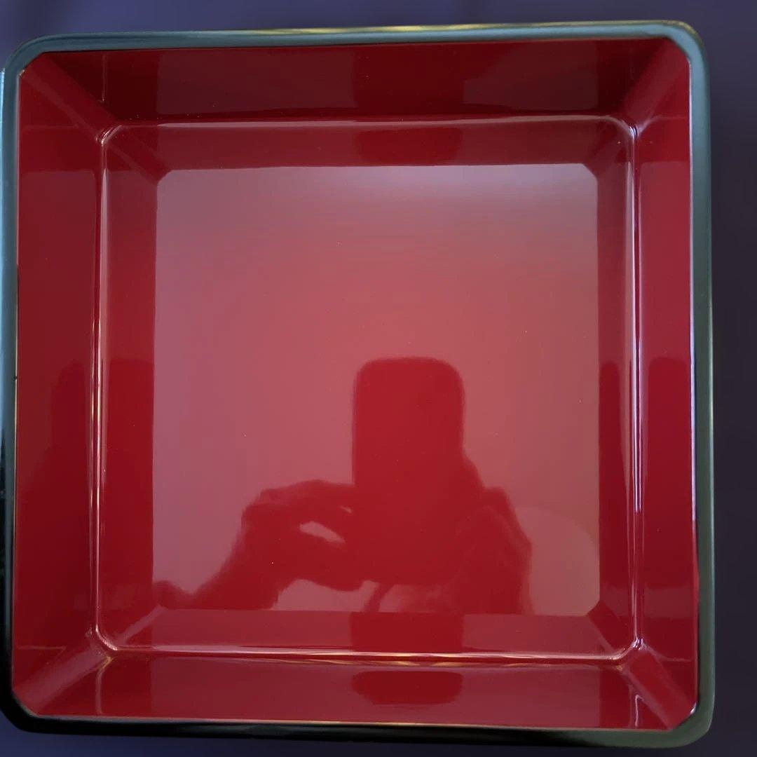 【新品未使用】 木製　漆器　重箱3段　松　鶴　金色　螺鈿