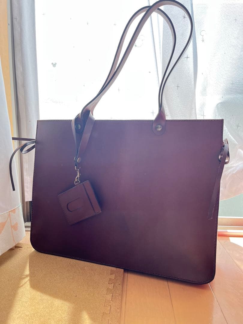 ハンドメイド　オーダー本革ブラウントートバッグ カードケース付き