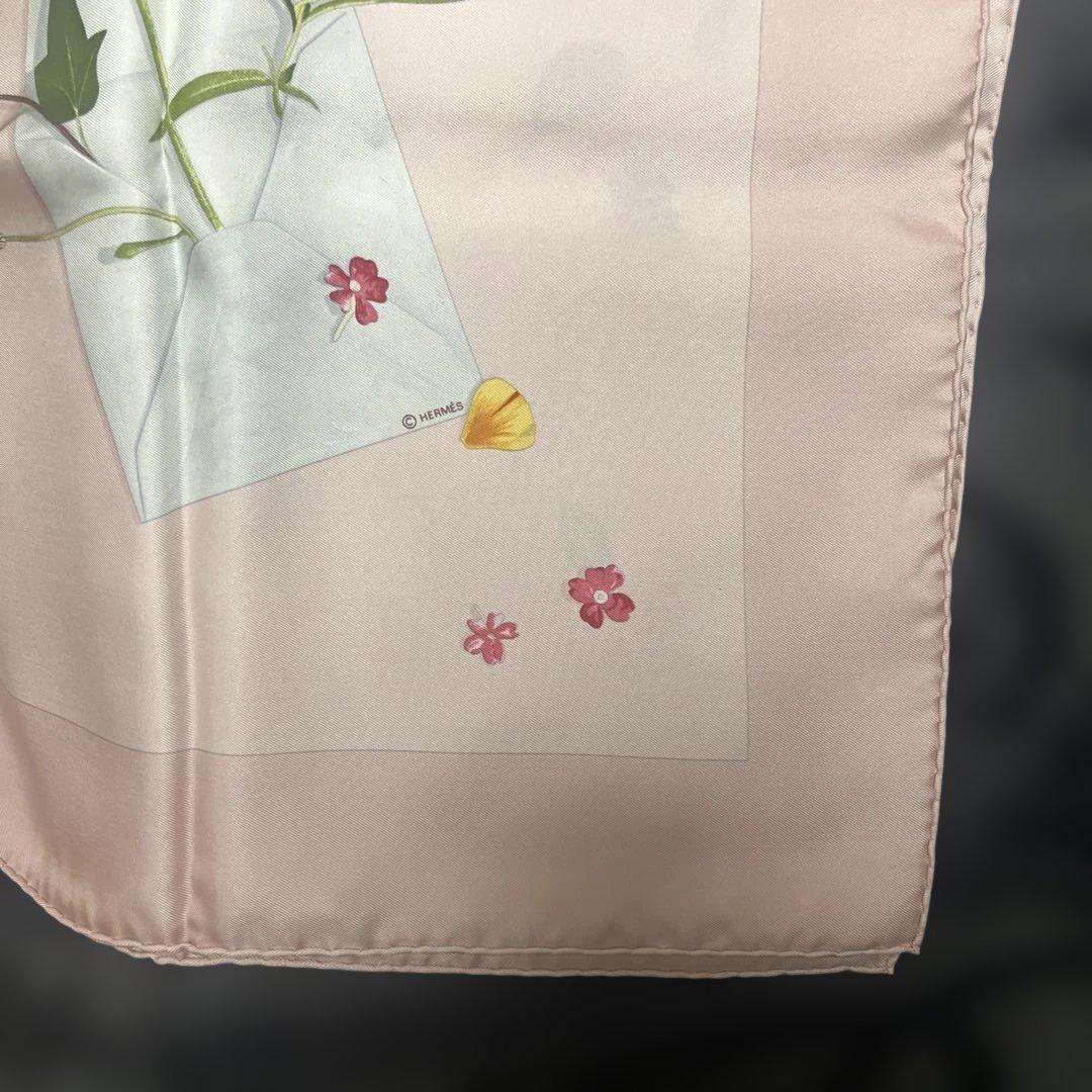 エルメス　スカーフ　シルク　90 花　手紙