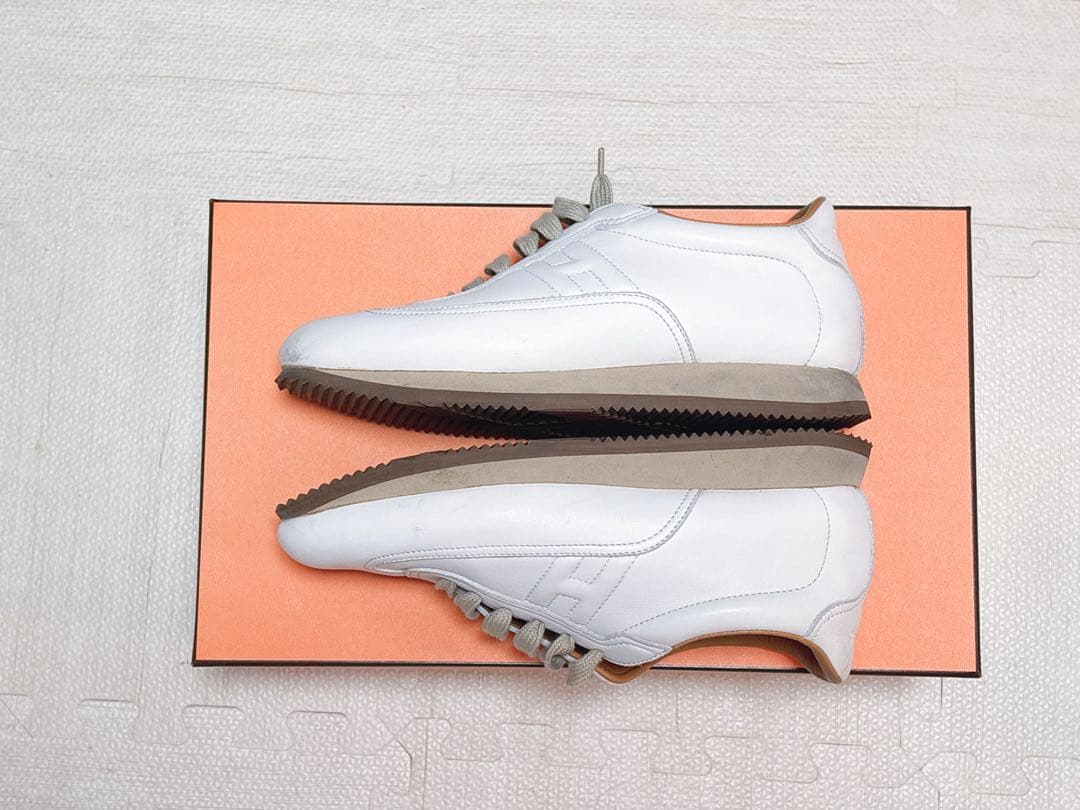 HERMESエルメス クイック ローカットレザースニーカー ネイビー38 1/2