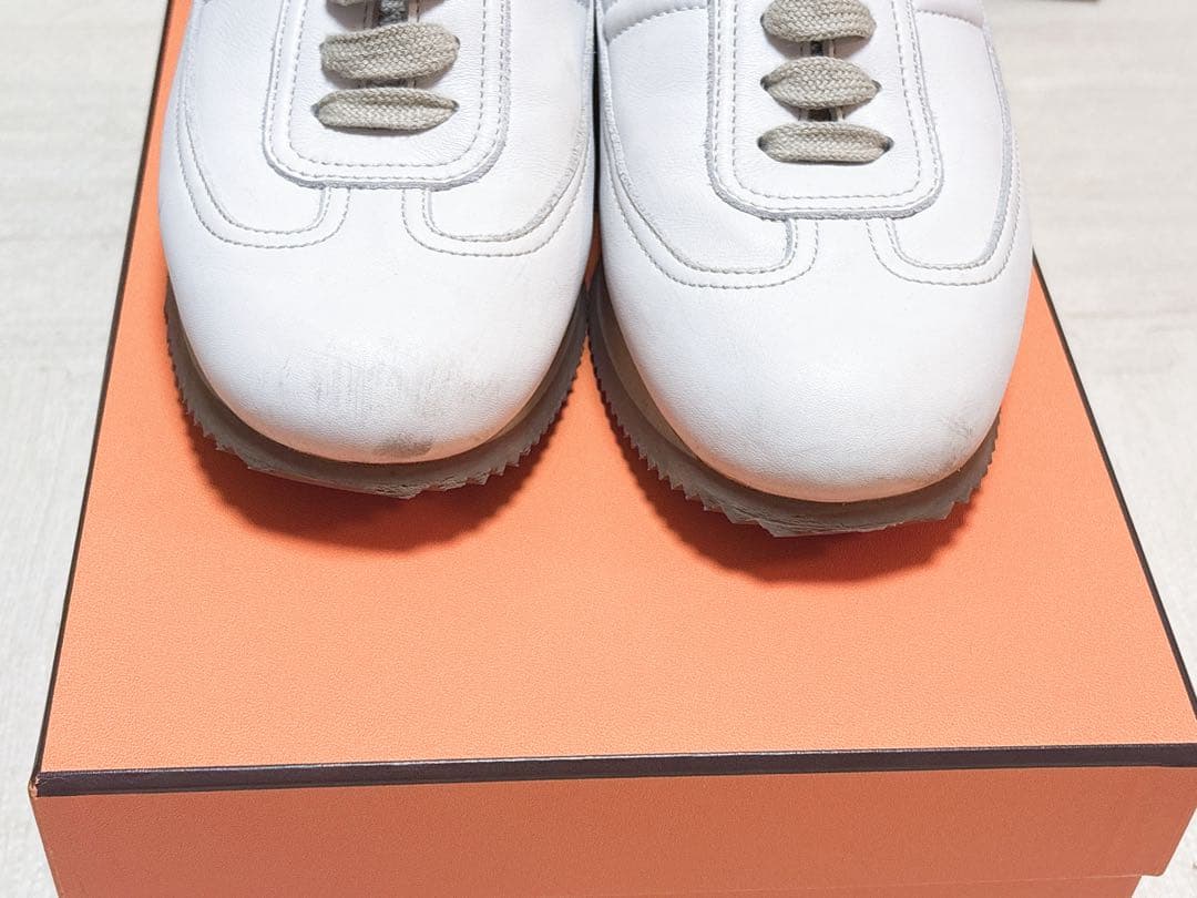 HERMESエルメス クイック ローカットレザースニーカー ネイビー38 1/2