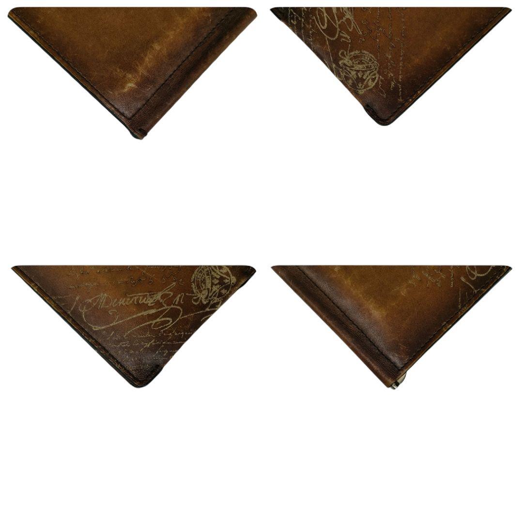 ベルルッティ　マネークリップ　フィギュア　折り財布　ブラウン　カリグラフィ