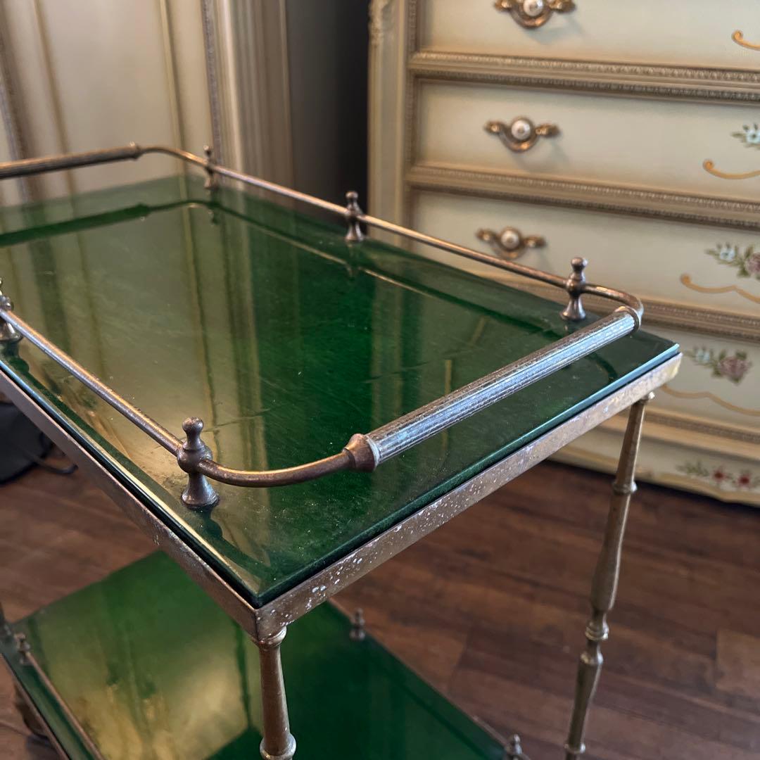 k062r118 深みのあるグリーン 真鍮 サービングトロリー/バーカート