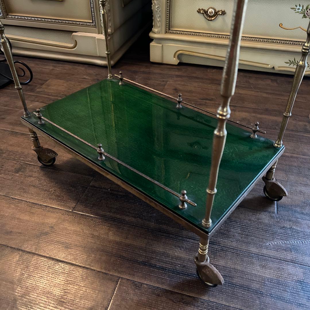 k062r118 深みのあるグリーン 真鍮 サービングトロリー/バーカート