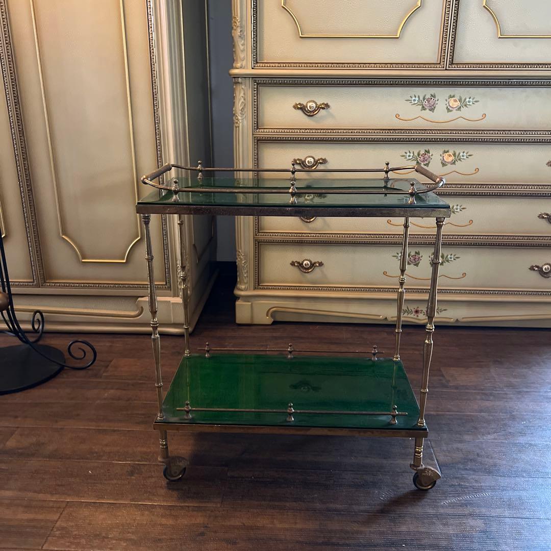 k062r118 深みのあるグリーン 真鍮 サービングトロリー/バーカート