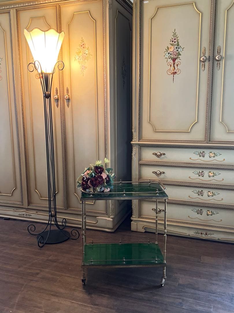 k062r118 深みのあるグリーン 真鍮 サービングトロリー/バーカート