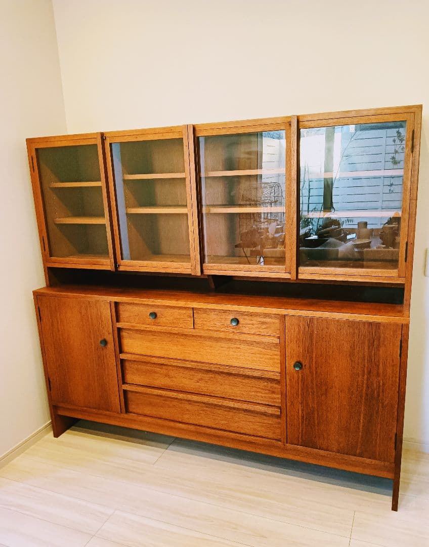 希少 チーク　カップボード　上部のみ 食器棚　キャビネット