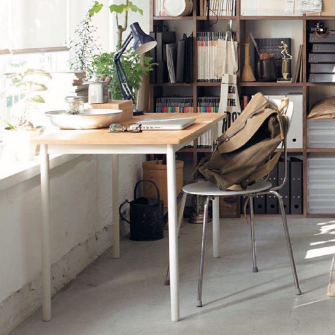 このみ　無印良品MUJI システムデスク タモ材天板 スチール脚