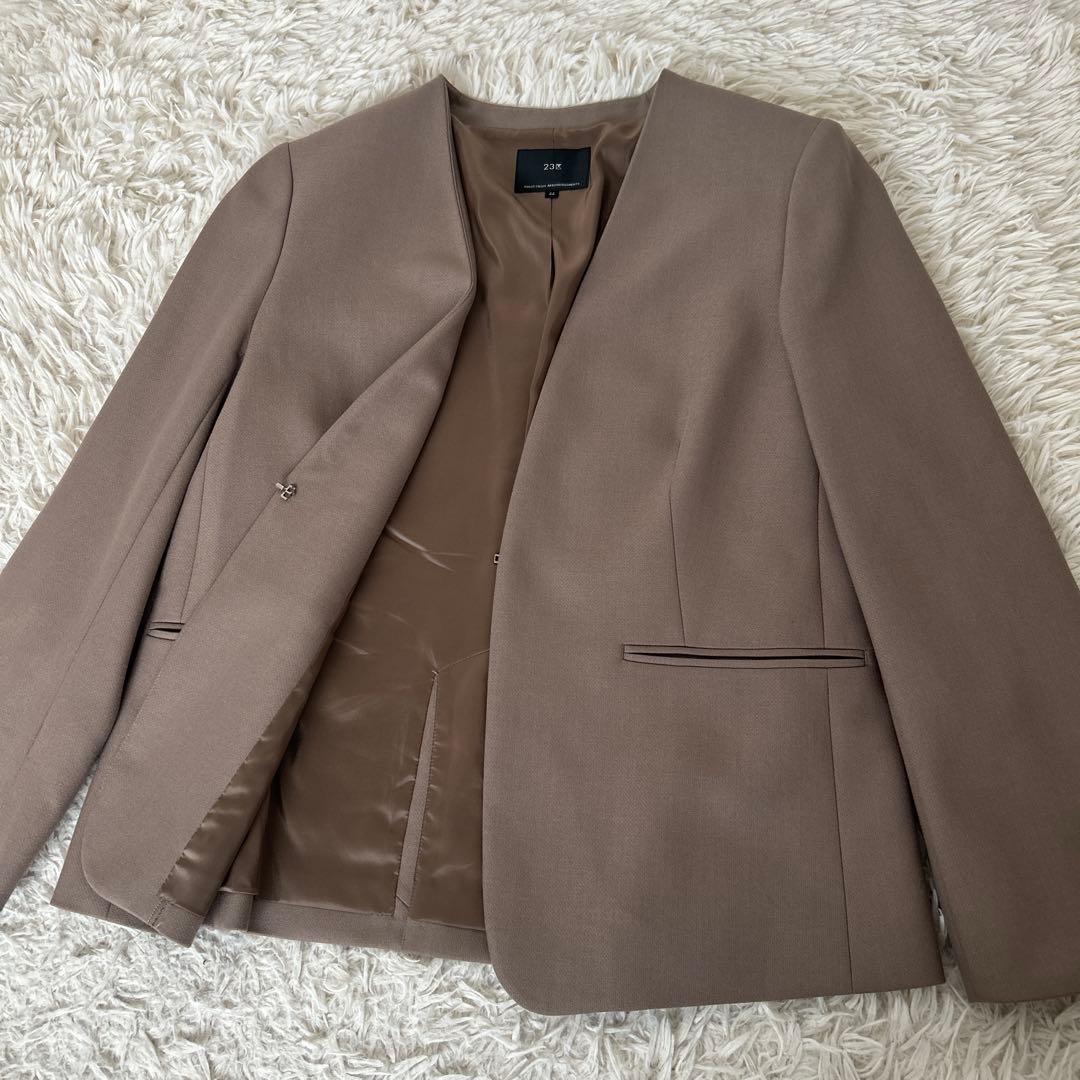 美品　23区 ノーカラージャケット 44 大きいサイズ