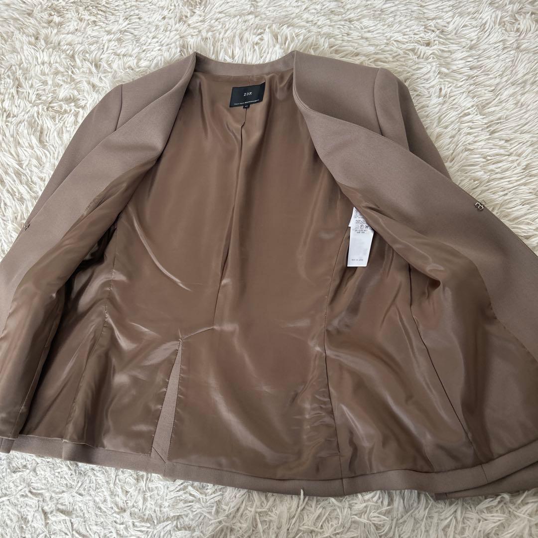 美品　23区 ノーカラージャケット 44 大きいサイズ