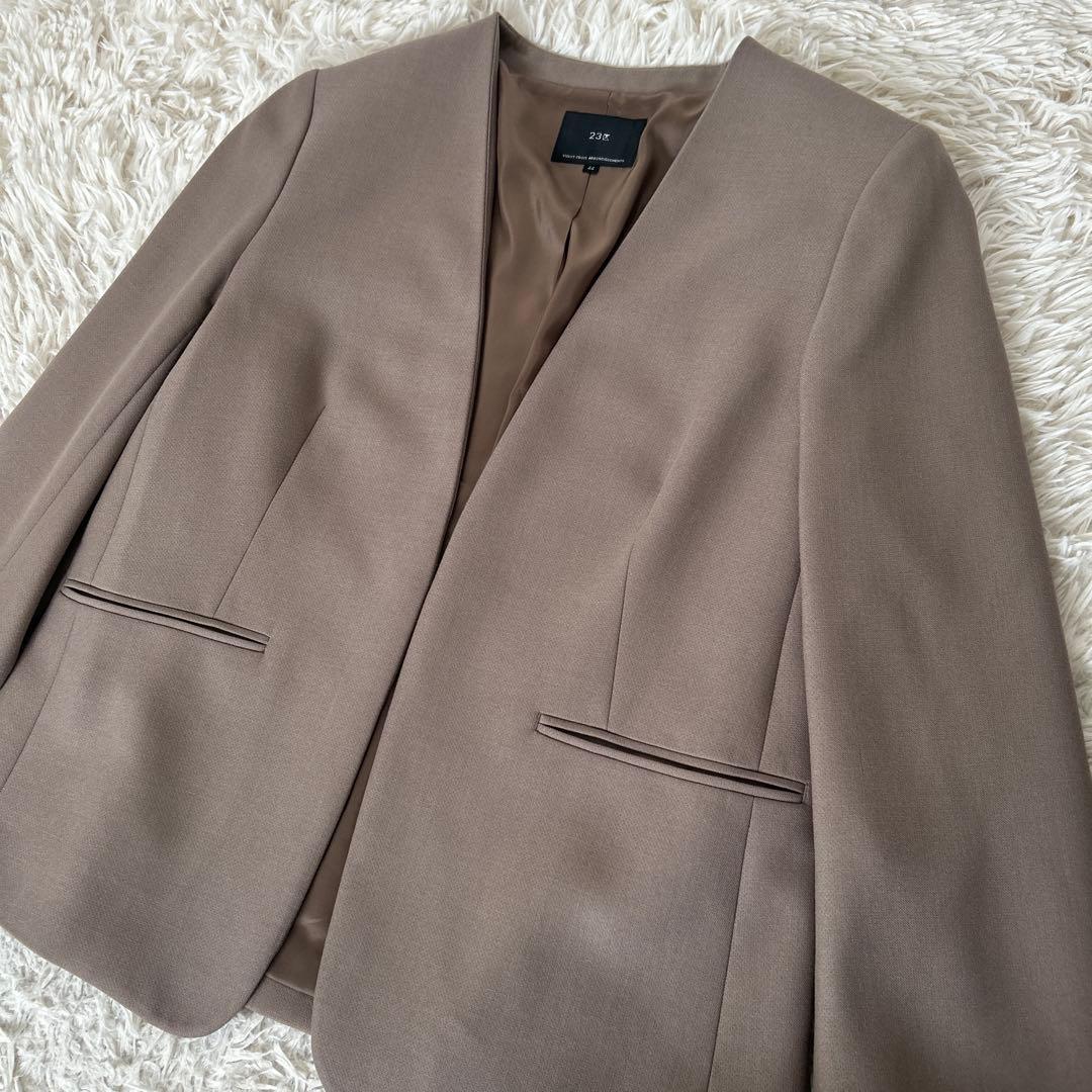 美品　23区 ノーカラージャケット 44 大きいサイズ