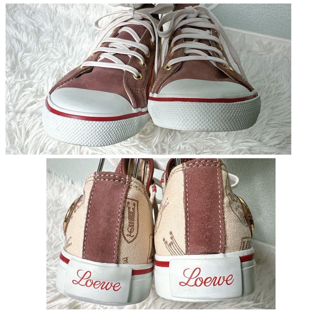 極美品✨LOEWE スニーカー キャンバス ロゴ金具 ローカット 36 23cm