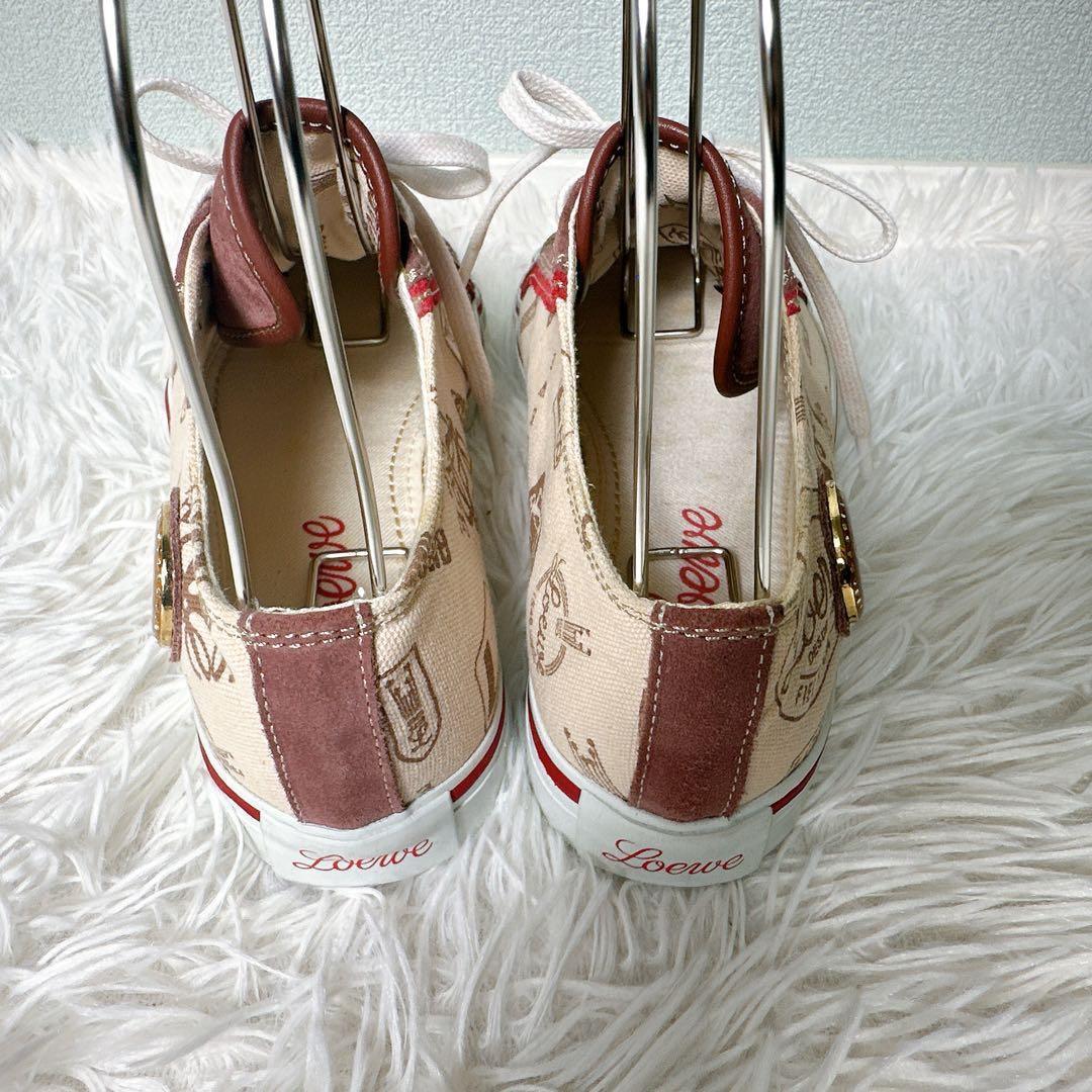 極美品✨LOEWE スニーカー キャンバス ロゴ金具 ローカット 36 23cm