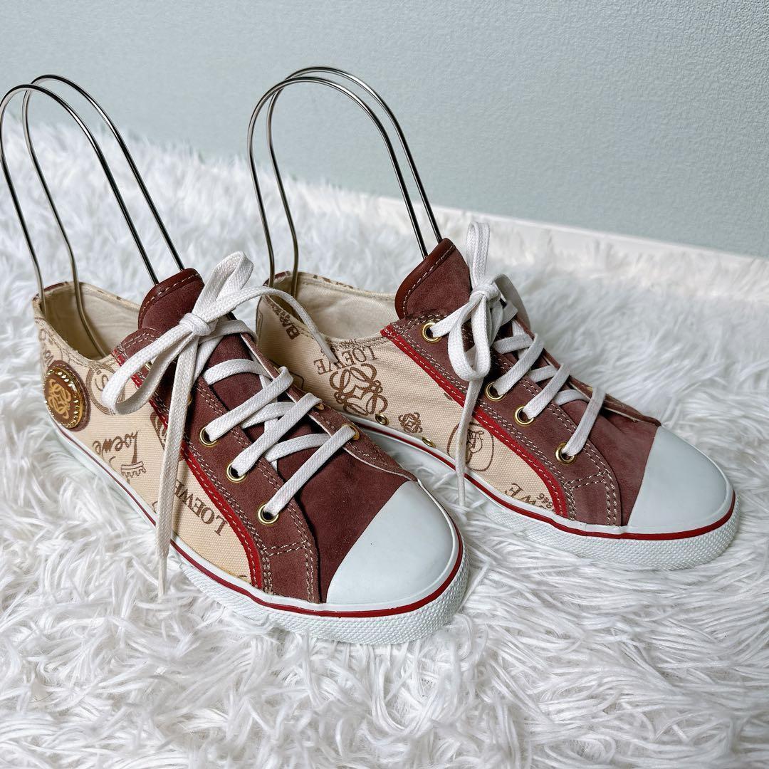 極美品✨LOEWE スニーカー キャンバス ロゴ金具 ローカット 36 23cm