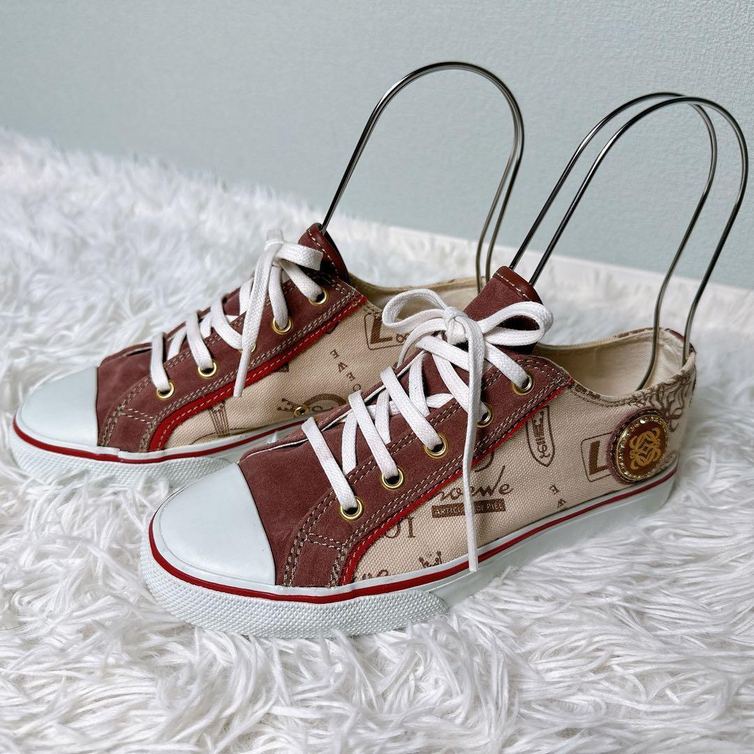 極美品✨LOEWE スニーカー キャンバス ロゴ金具 ローカット 36 23cm