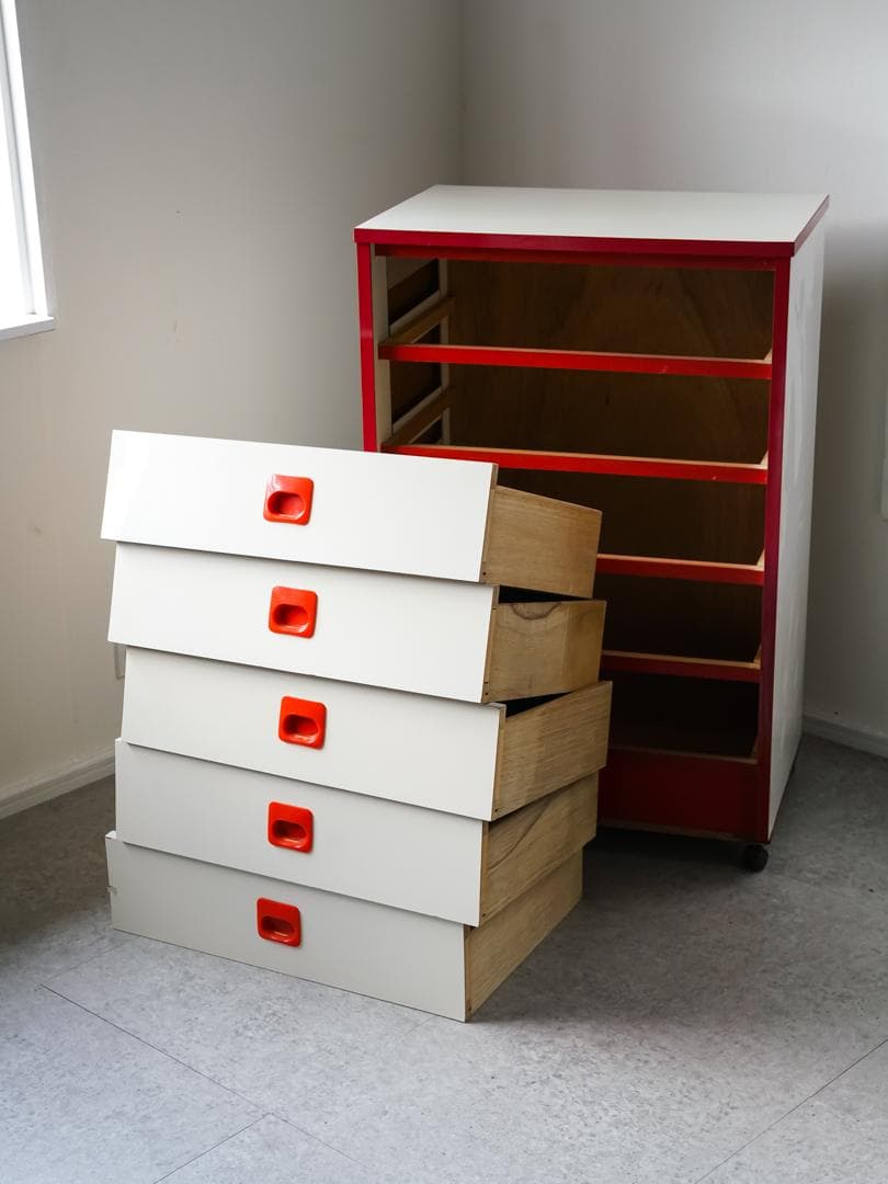 ヴィンテージ 5段チェスト/収納 キャスター付 スペースエイジ レトロポップ