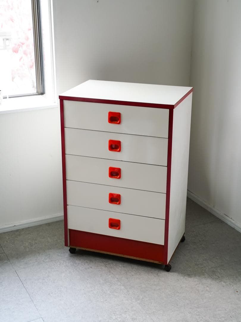 ヴィンテージ 5段チェスト/収納 キャスター付 スペースエイジ レトロポップ