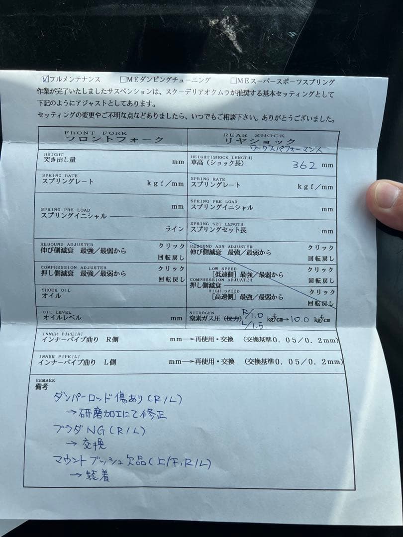 ワークスパフォーマンス　z1000r リア フルオーバーホール後未使用保管品