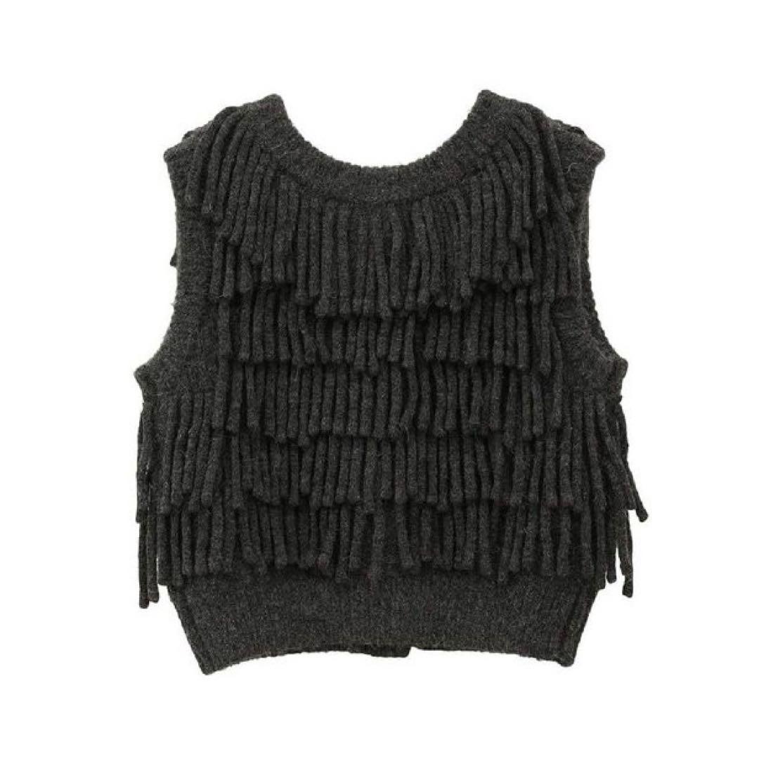 新品未使用★CLANE/クラネ/W FACE FRINGE KNIT VEST