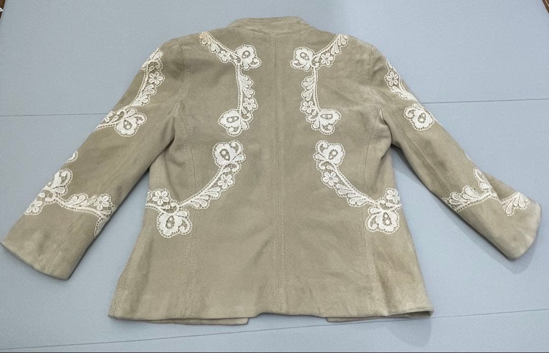 DOLCE&GABBANA ベージュ　スエード　レース　スタンドカラージャケット