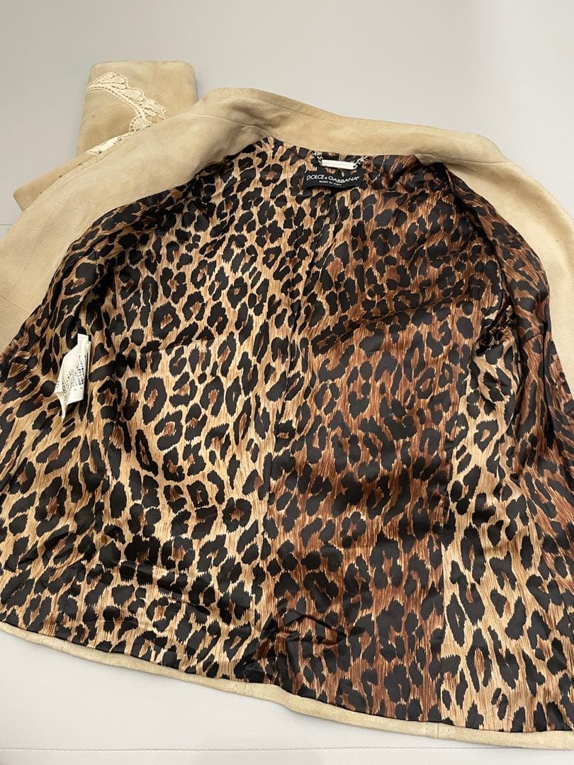 DOLCE&GABBANA ベージュ　スエード　レース　スタンドカラージャケット