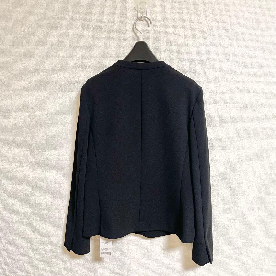 【新品】ノーリーズ ウォッシャブル カットジョーゼット ノーカラージャケット 黒