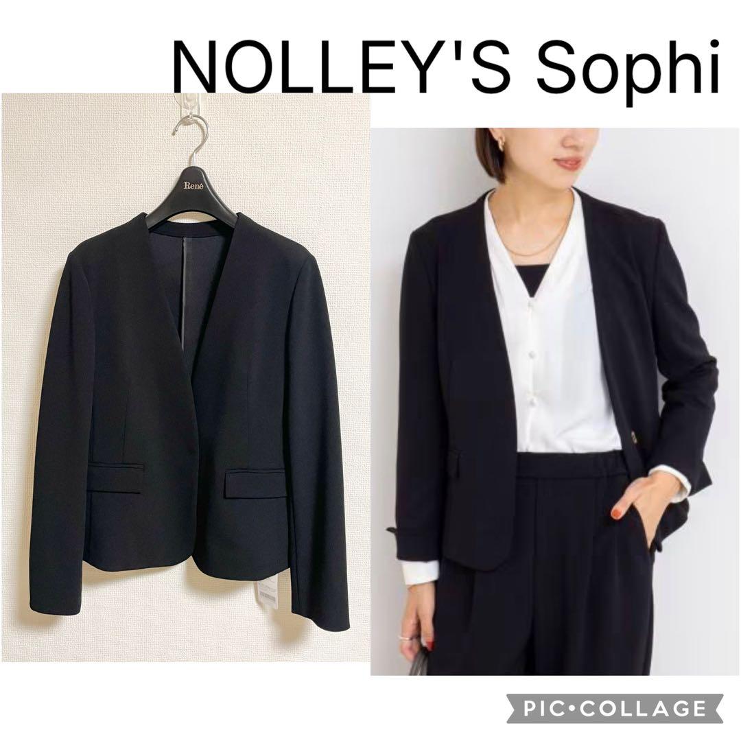 【新品】ノーリーズ ウォッシャブル カットジョーゼット ノーカラージャケット 黒