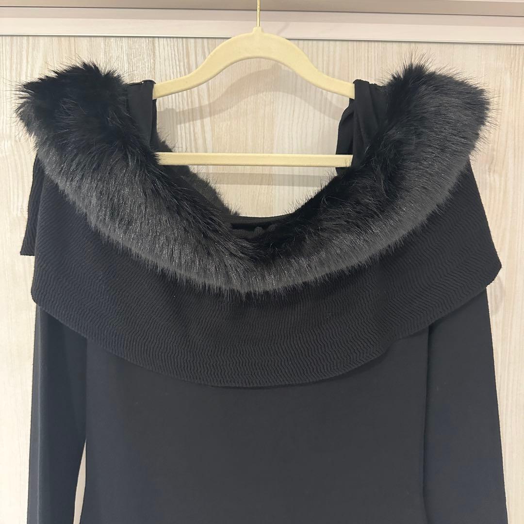 ワンピース Herlipto Ritz Faux Fur Mini Dress black
