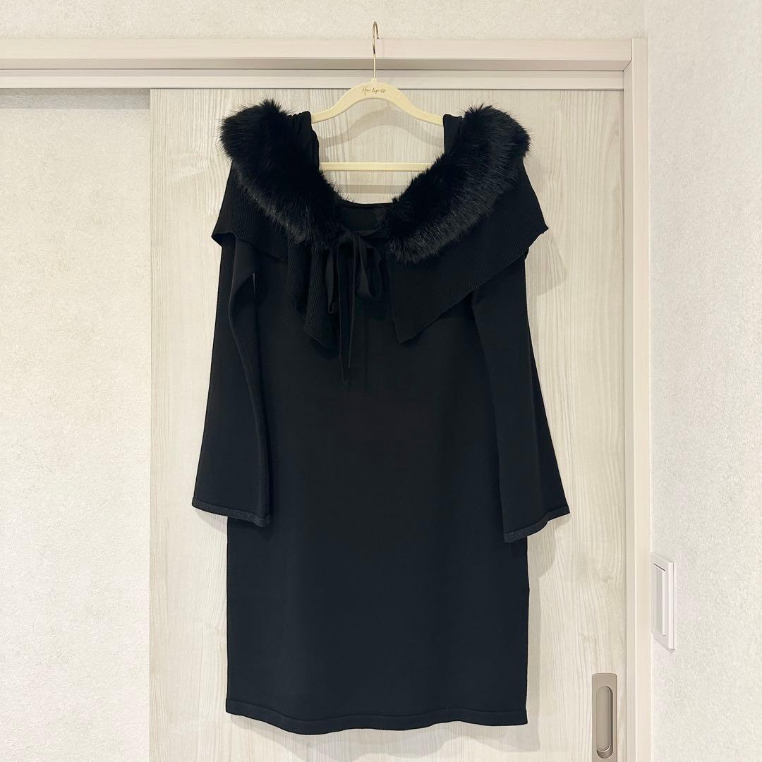 ワンピース Herlipto Ritz Faux Fur Mini Dress black