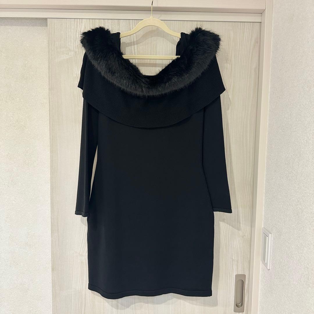 ワンピース Herlipto Ritz Faux Fur Mini Dress black
